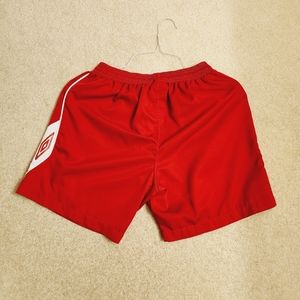 Small red athletic shorts by Umbro